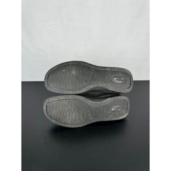 Ecco Black Leather Suede Ankle High Wedge Boots Ladies Size 41 EU - Picture 8 of 9